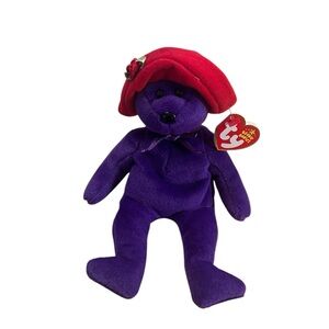 Ty Beanie Baby RUBY Red Hat Society Bear 8.5" With Tag Plush Stuffed Animal Toy